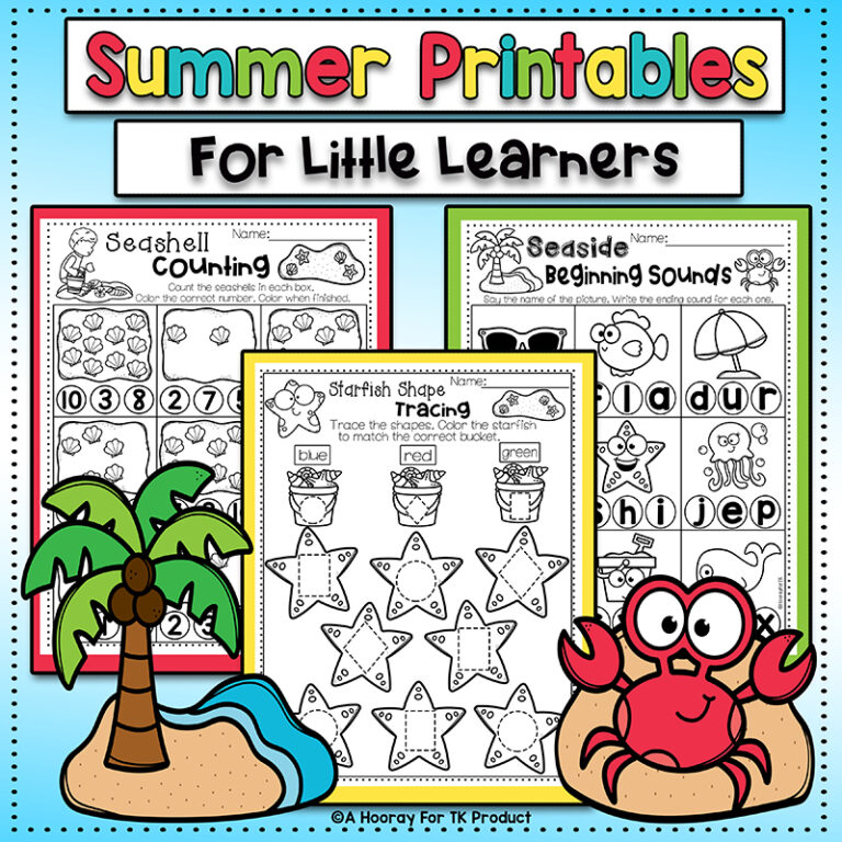 Transitional Kindergarten Summer Worksheets